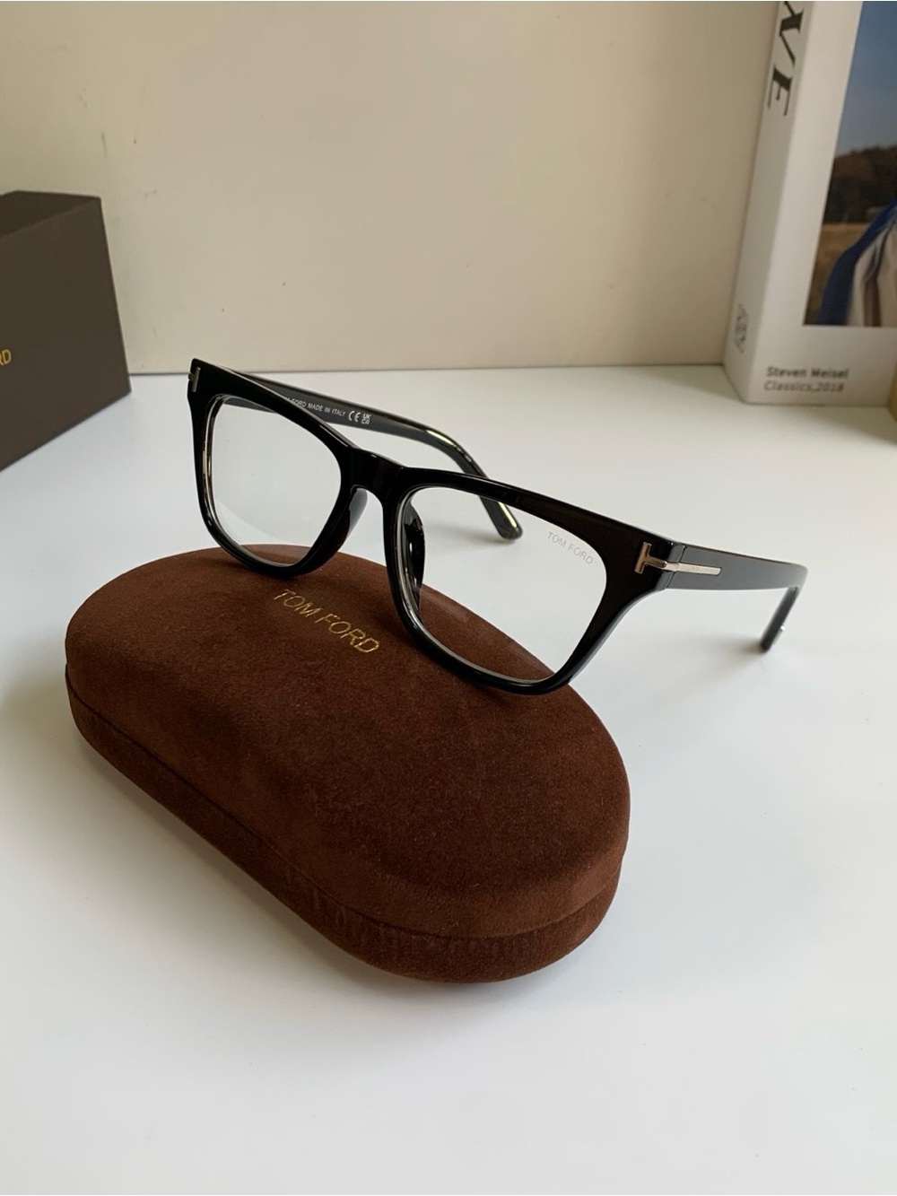 Tom Ford Black & Gold Rectangular Optical Glasses